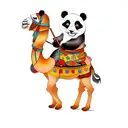 a panda riding a camel tattoo design idea