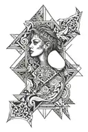 gypsy warrior surrounded tattoo design idea
