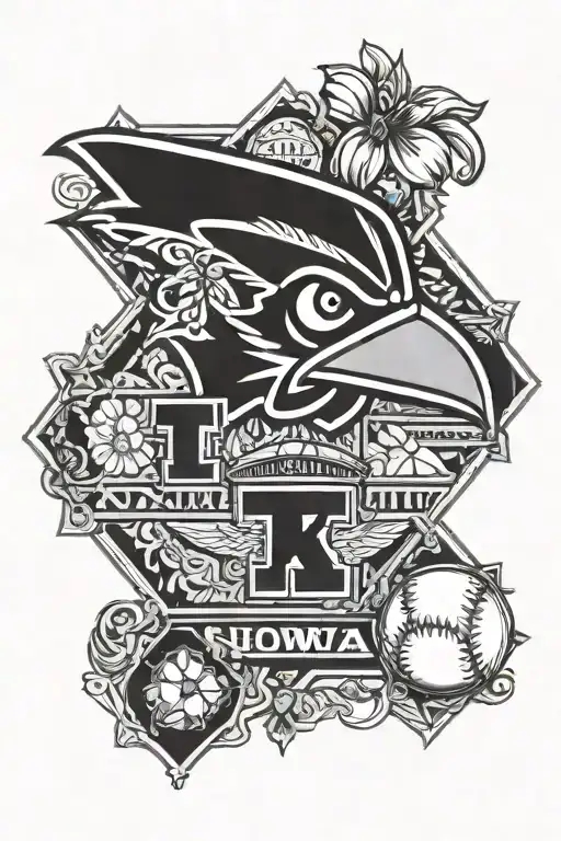 Iowa Hawkeyes and baseball diamond tattoo design idea