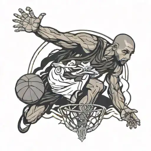 basket ball, kobe bryant cross silhouette surrounded tattoo design idea