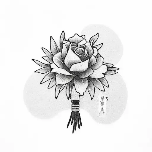 A powerful image of a raised fist with a blooming flower emerging from it, signifying the strength and beauty of the feminist movement tattoo design idea