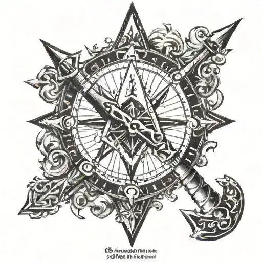 The compass is similar to the sign of Freemasonry, it is crossed by a hammer and together they form the letter A tattoo design idea