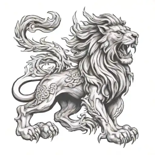 Scottish rampant lion tattoo design idea