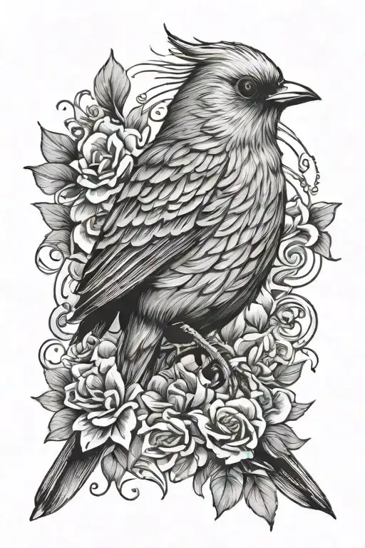 songbird masculine under biceps tattoo design idea