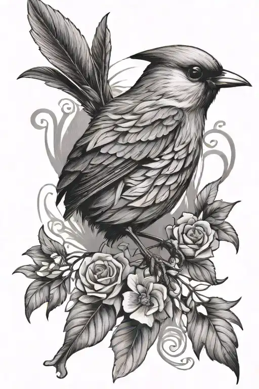 songbird masculine tattoo design idea
