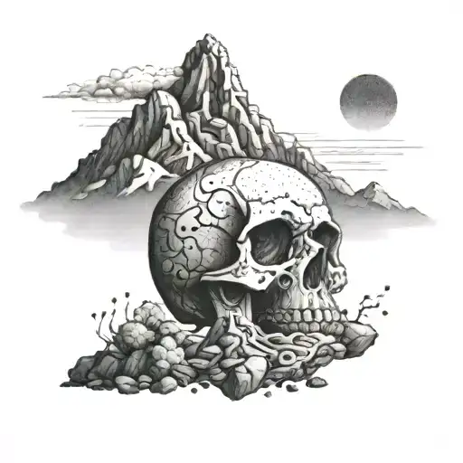 skull mountain soul tattoo design idea