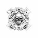 puerta con 1 cruz tattoo design idea