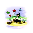 doraemon smoking marijuana watching dragons flying in the sky tattoo design idea