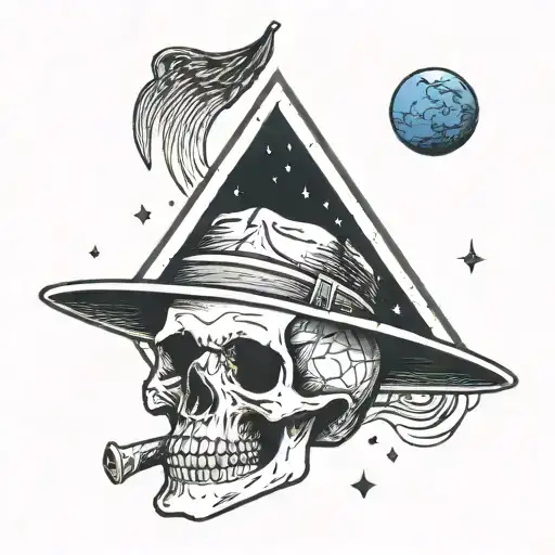 skull, eleven, air, dark side of the moon tattoo design idea
