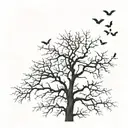 leafless tree surrounded by bats with a full moon in the sky with a $ in the middle  tattoo design idea