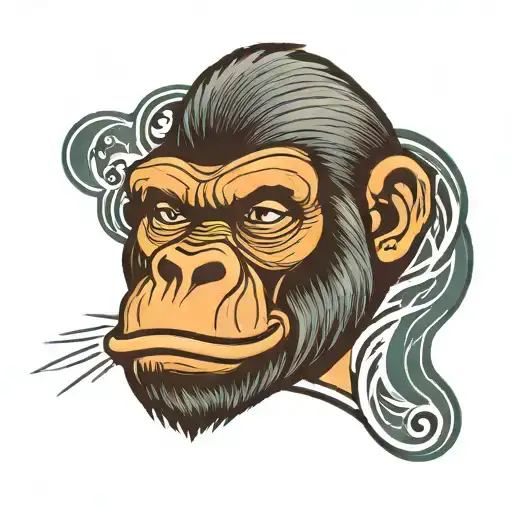 gorilla face tattoo design idea
