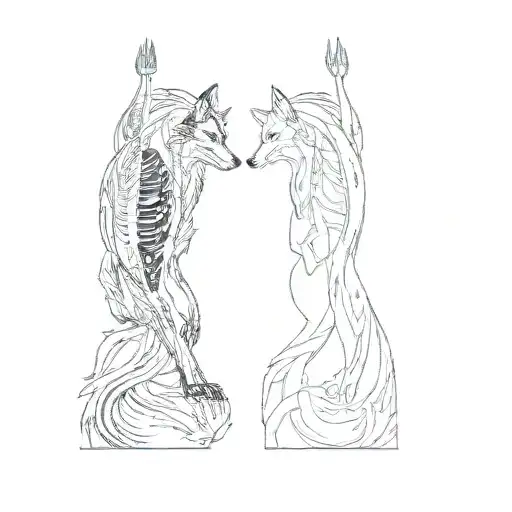 a wolf bright Teal, Teal blue, black highlight, darkness aura tattoo design idea