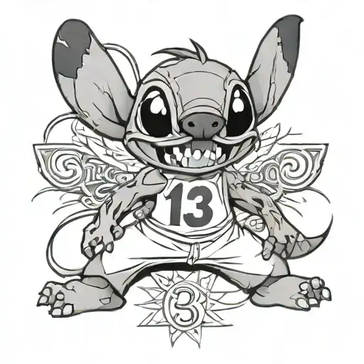 stitch with jersey number 13 tattoo design idea