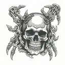 skull look to me, hand with five fingers, skull on hand, death, chain around. tattoo design idea