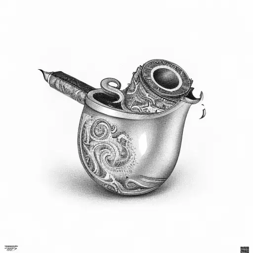 old tobacco pipe tattoo design idea