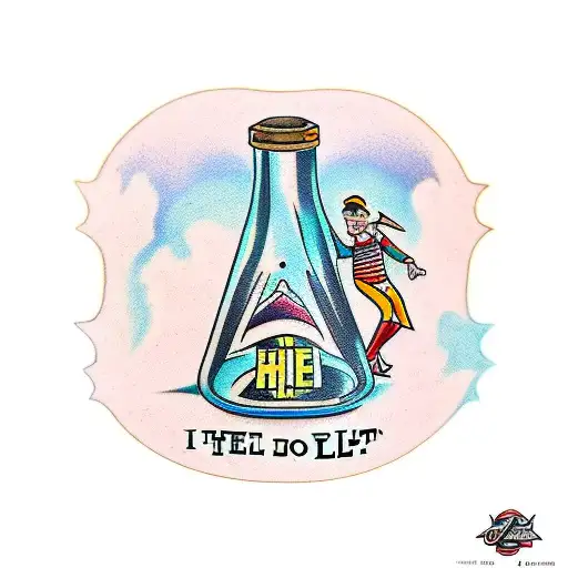 message in a bottle that says "help I'm lost" tattoo design idea