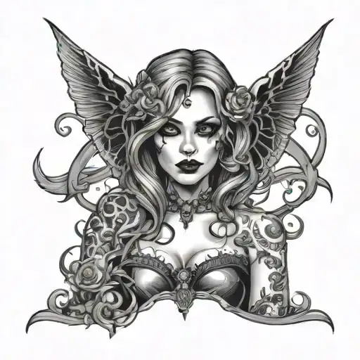 sexy goth girl kinky dominant tattoo design idea