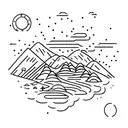 A road that dissappears into the mountains with constellation Cygnus above it tattoo design idea