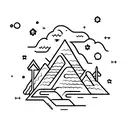A road that dissappears into the mountains with constellation Cygnus above it tattoo design idea