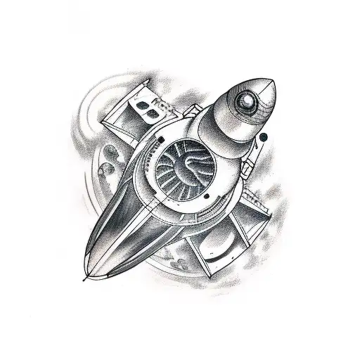 spaceship made from meat  tattoo design idea