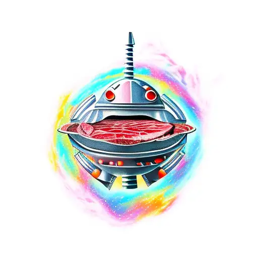 meat spaceship  tattoo design idea