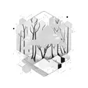 An abstract representation of a software code merging with a vibrant forest scene tattoo design idea