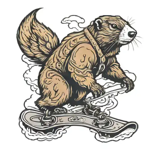 snowboarding marmot   tattoo design idea