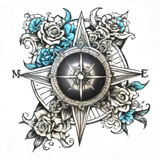 moral compass tattoo design idea