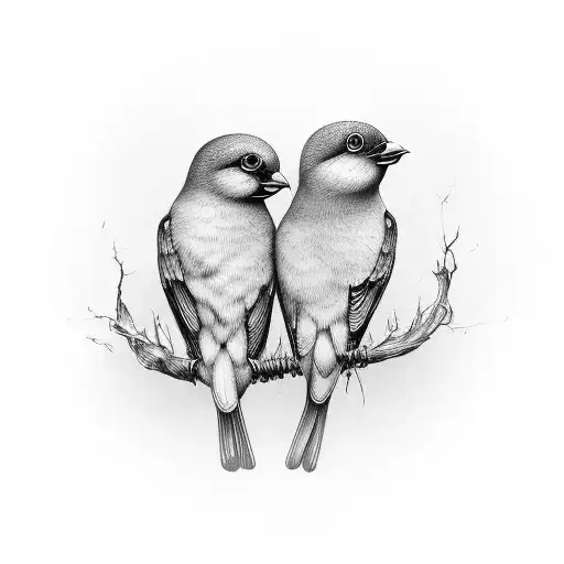 two birds looking at different directions tattoo design idea