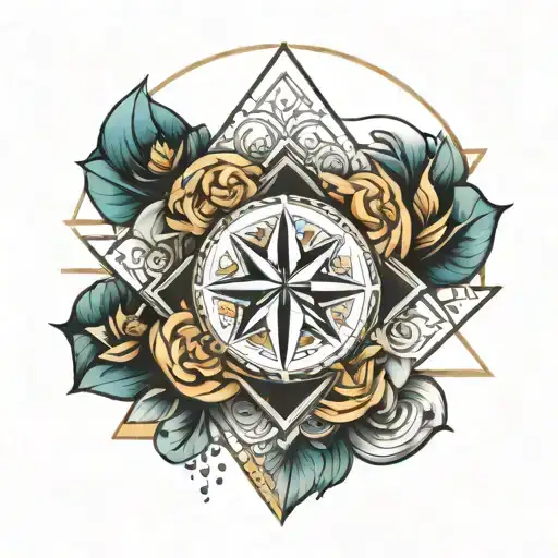 A geometric design with fortune in the center, representing inner peace and self-awareness, shoulder tattoo that wraps tattoo design idea