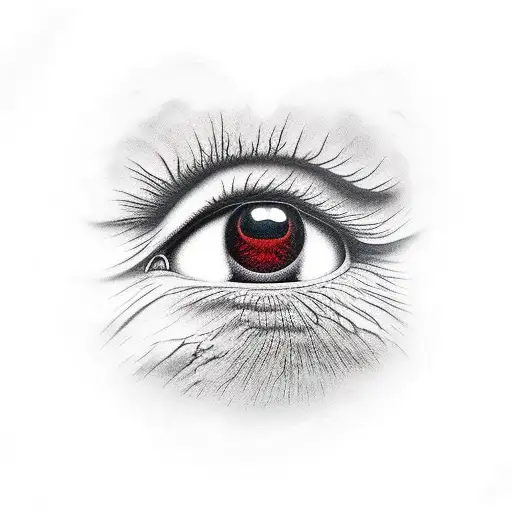 glowing eyes peeking out deep in a forest tattoo design idea