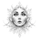 young persons face trapped in and looking up from a bed of vines tattoo design idea