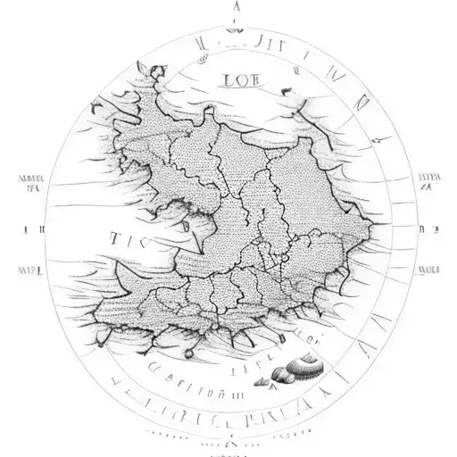 A dotwork tattoo of a symmetrical map of Italy with Lago Maggiore highlighted as a focal point tattoo design idea