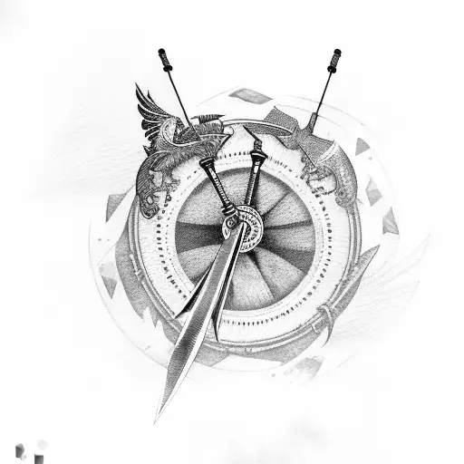 scythe with crossbow tattoo design idea