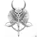 scythe with crossbow tattoo design idea