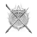 claymore sword next to a big scythe tattoo design idea