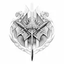 claymore sword next to a big scythe tattoo design idea