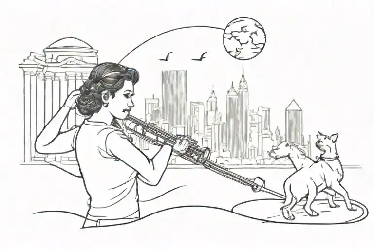 A tattoo design inspired by famous movie scenes set in Boston and Mumbai, with a musical twist tattoo design idea