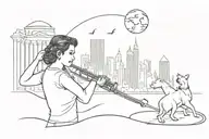 A tattoo design inspired by famous movie scenes set in Boston and Mumbai, with a musical twist tattoo design idea