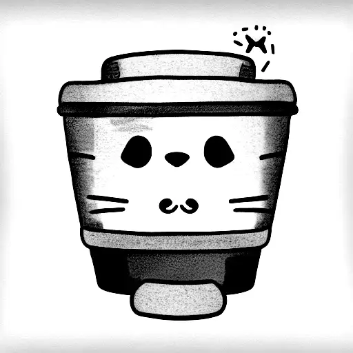 cute ,Tired and drunk panda sleeping in a gigantic Red solo cup tattoo design idea