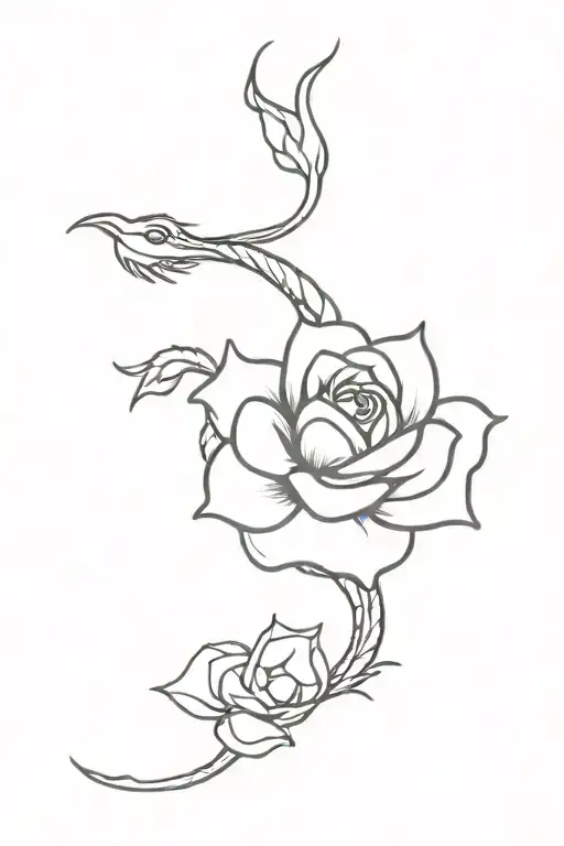 japanese dragon small rose tattoo design idea