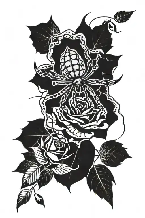 Spider and Rose tattoo design idea
