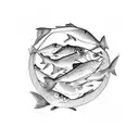 fish flying out of the aquarium tattoo design idea