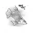 fish flying out of the aquarium tattoo design idea