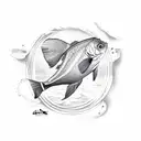 fish flying out of the aquarium tattoo design idea