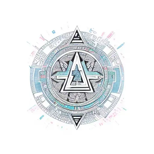 Letter A and Letter N in aztec sun style tattoo design idea