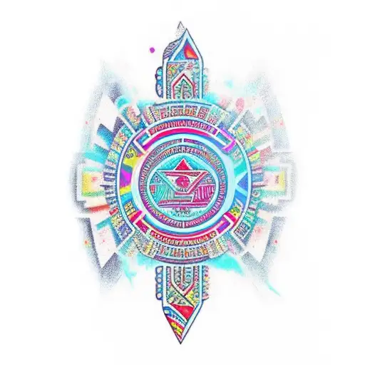 Letter A fire aztec style tattoo design idea