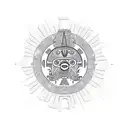 Letter A in aztec sun style tattoo design idea