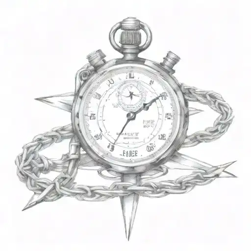 big  cross and stopwatch  barbed wire tattoo design idea