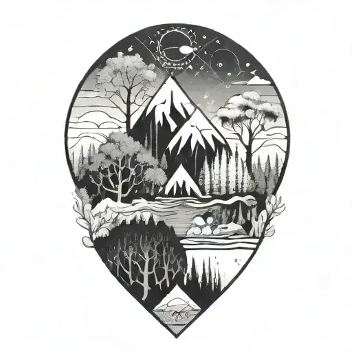 hallucinogenic inspired nature scene tattoo design idea